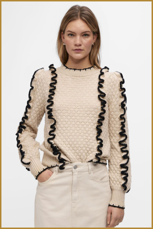 OBJECT-BJYAA L/S KNIT PULLOVER beige-OBJ240065