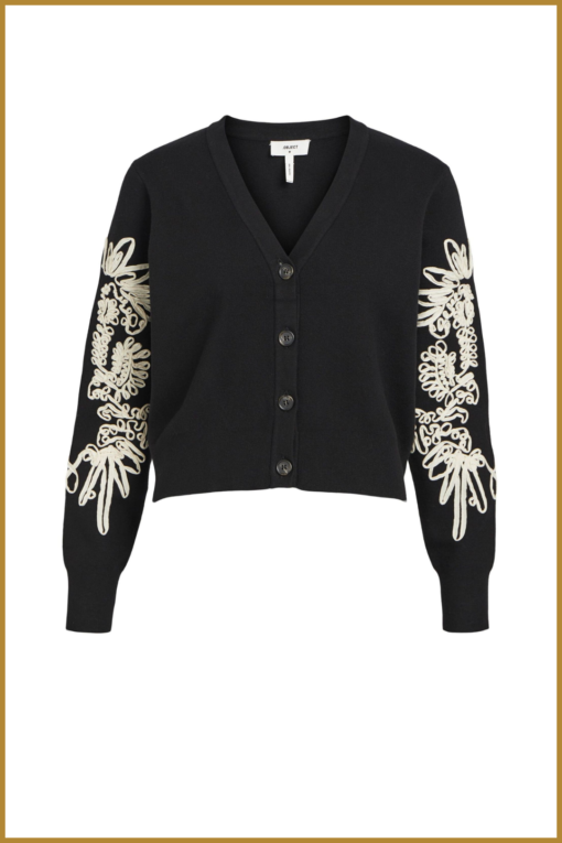 OBJECT-OBJJOANA L/S KNIT CARDIGAN zwart-OBJ240076 - Afbeelding 2