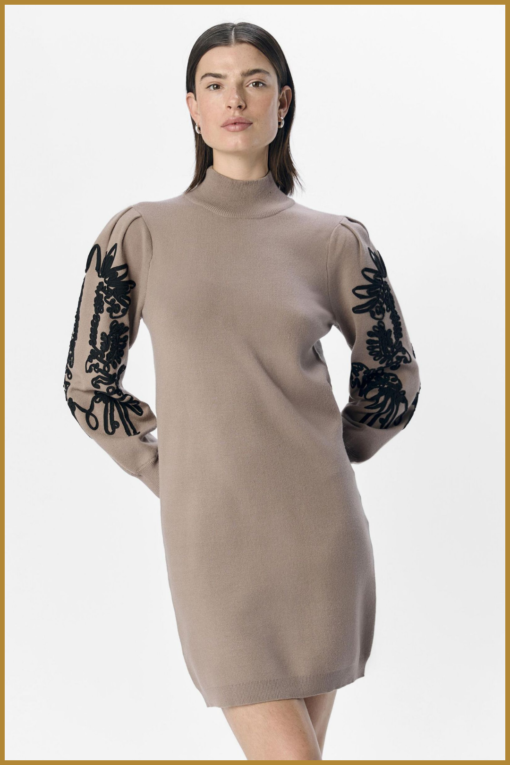 OBJECT-OBJJOANA L/S KNIT DRESS bruin-OBJ240073