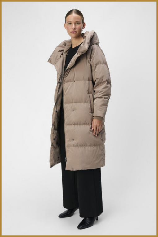 OBJECT - OBJLOUISE LONG DOWN JACKET taupe -OBJ240402 - Afbeelding 2
