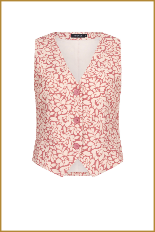 YDENCE - Gillet Oaklynn nude flower -YDE240038 - Afbeelding 2
