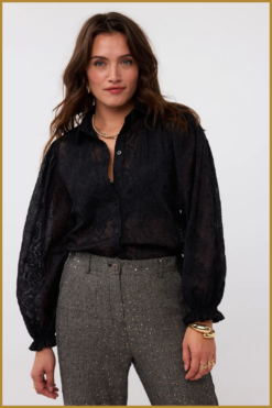 YDENCE-Blouse Maura zwart-YDE240093