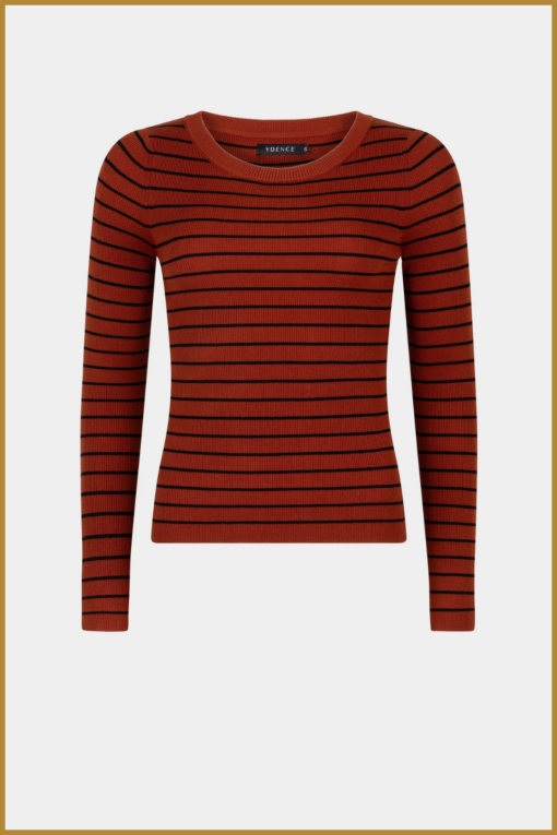 YDENCE-Knitted top Devina bordo-YDE240081 - Afbeelding 2