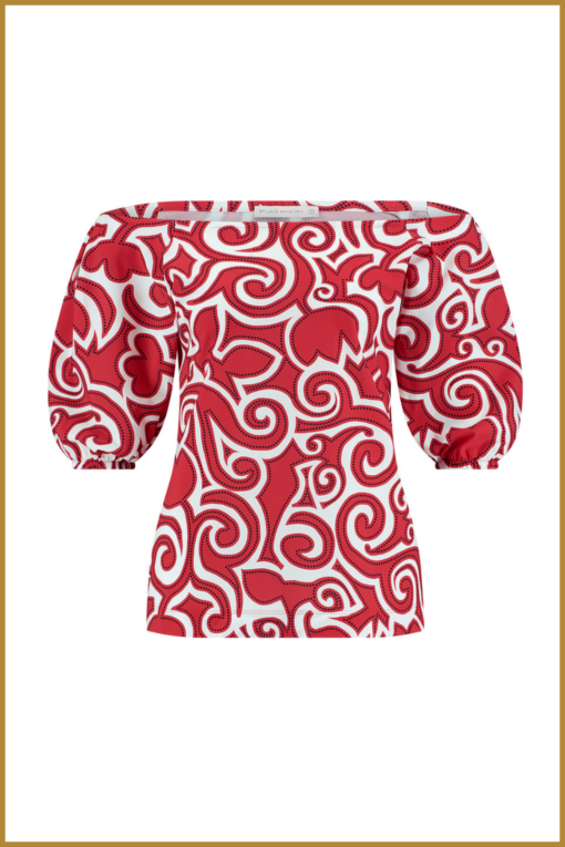 STUDIO ANNELOES -Manon tulip top red offwhite -STU240064 - Afbeelding 2