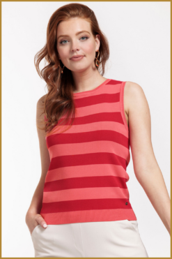 STUDIO ANNELOES -  Quinny sls stripe pullover new coral red -STU240073