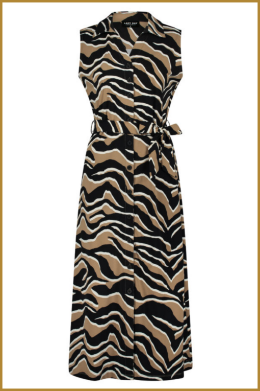 Lady day - Jurk Dantel - MYP240041 zebra print camel