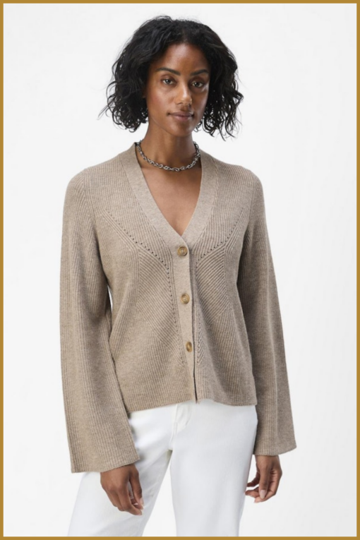 OBJECT -  OBJDITTE RE L/S KNIT CARDIGAN bruin -OBJ240038