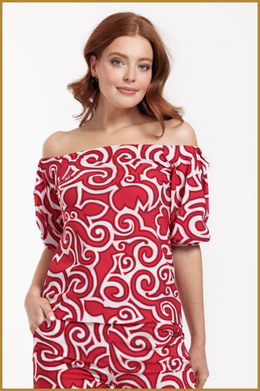STUDIO ANNELOES -Manon tulip top red offwhite -STU240064