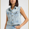 LEE-Cropped rider vest blauw-LES250009