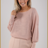 NUKUS-Batwing pullover lurex roze-NUK25058