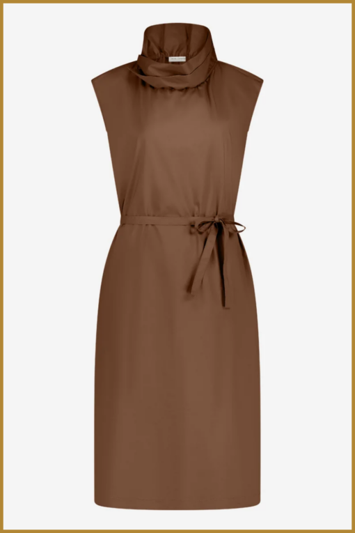 JL- Dress poplin cotton blend brown-JAN250013 - Afbeelding 2
