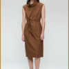 JL- Dress poplin cotton blend brown-JAN250013