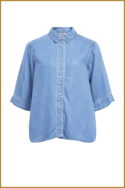 Alternative view of OBJECT-objframe 2/4 denim top-OBJ250031