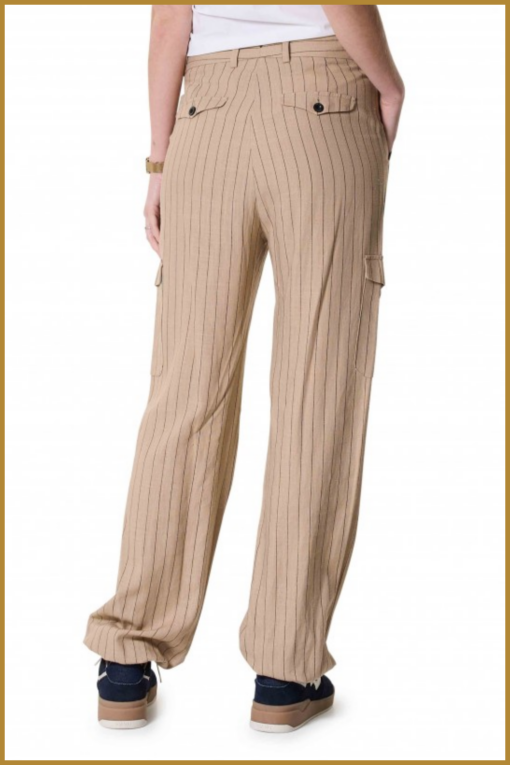 ZIP73- Cargo Wide Leg Pinstripe Caramel-ZIP250006 - Afbeelding 2