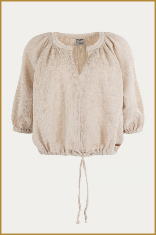 MSCW-Blouse Kathy-Sand solid-MOS250004