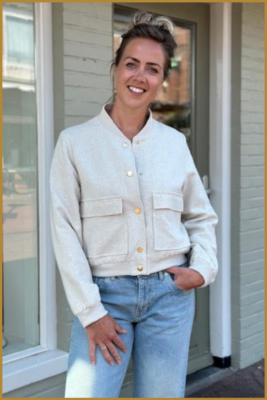 INUZ- Bomber linnen beige-INU250133