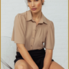 Studio Anneloes Poppy butterfly blouse latte – travelstof dames blouse in latte