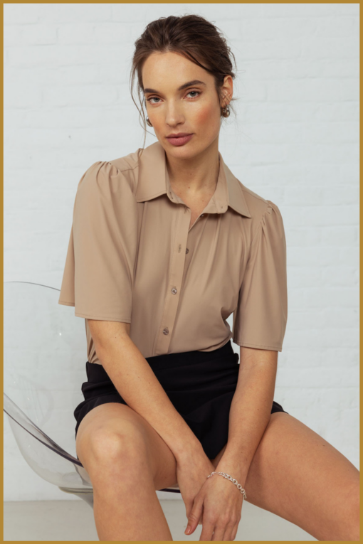 STUDIO ANNELOES- Poppy butterfly blouse latte-STU250052