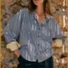 STUDIO ANNELOES- Tamar stripe blouse ddark blue offwhite-STU250047