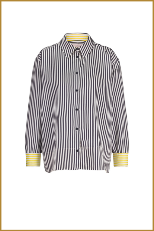 STUDIO ANNELOES- Tamar stripe blouse ddark blue offwhite-STU250047 - Afbeelding 2
