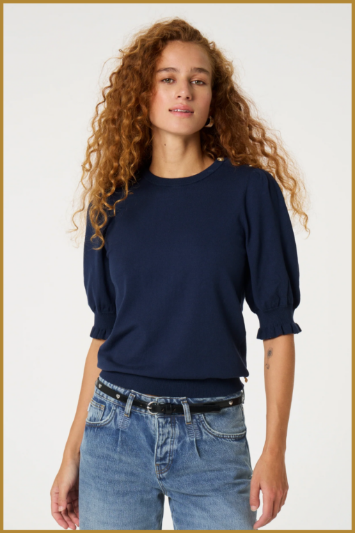 FABIENNE-Molly Short Sleeve Pullover blauw-FAB250039