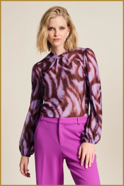 POM -  TOP - Feathers Brown multi -POM240013