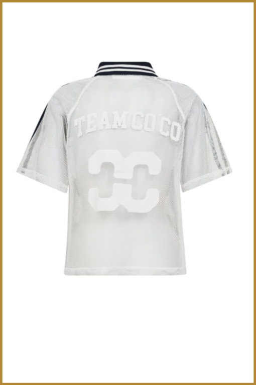 CO COUTURE -CocoCC Mesh Polo Tee blauw-COC250007 - Afbeelding 2