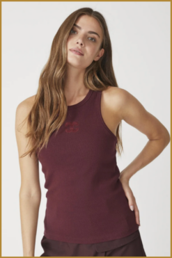 CO COUTURE   SaharaCC Embroidery Tank Top wine-COC250002