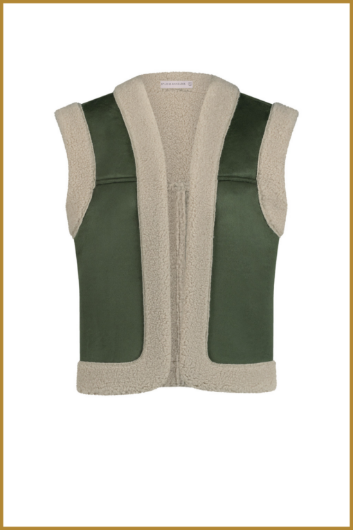 STUDIO ANNELOES -  Donna lammy waistcoat groen -STU240338 - Afbeelding 2