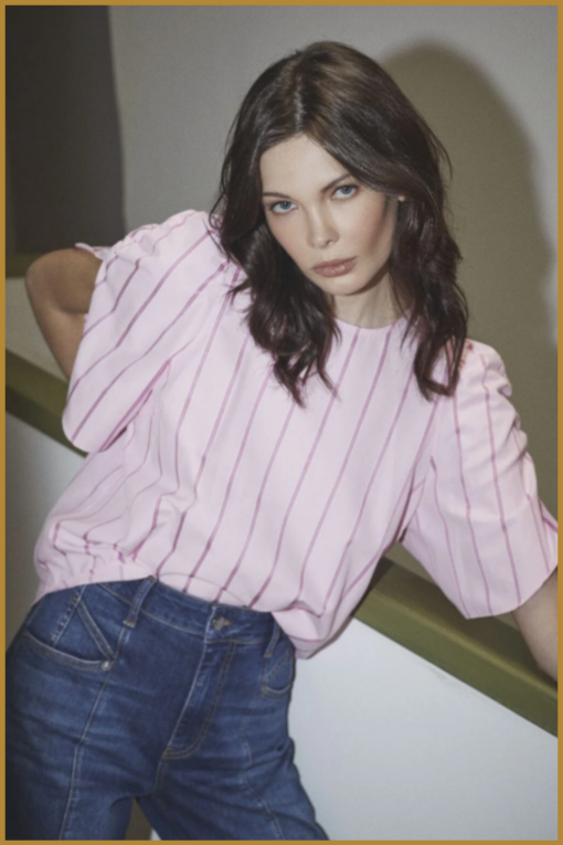 CO COUTURE-  RosalinaCC Stripe Shirt pale pink-COC250003