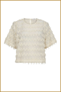 co couture Blouse korte mouw TriangleCC offwhite – offwhite cotton blouse