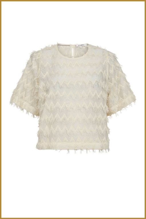 co couture Blouse korte mouw TriangleCC offwhite – offwhite cotton blouse