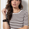 studio anneloes Shirt korte mouw Luna SSL Stripe bruin – brown stripe top