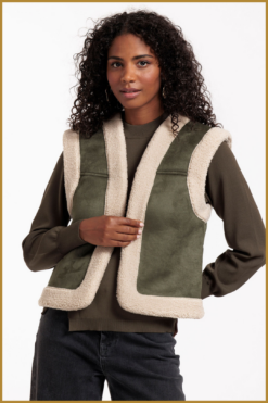 STUDIO ANNELOES -  Donna lammy waistcoat groen -STU240338