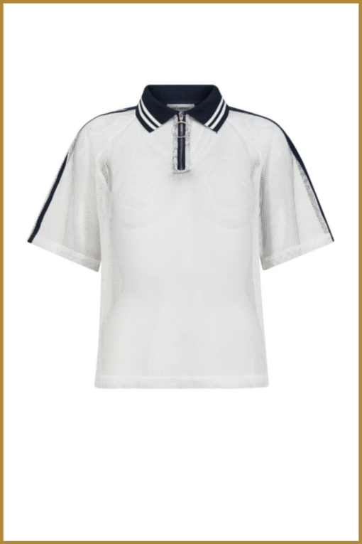 CO COUTURE -CocoCC Mesh Polo Tee blauw-COC250007