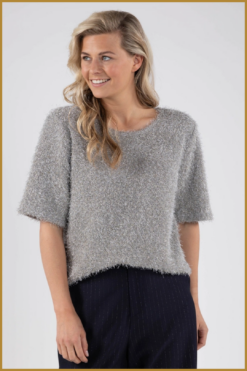 NUKUS - Octavia Top Lurex silver - NUK240015