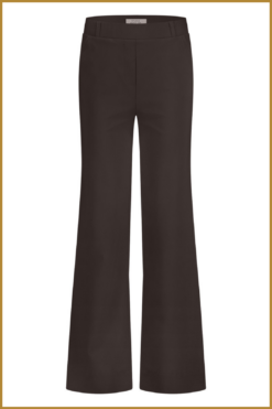 studio anneloes Lexie bonded trousers espresso – wide fit bonded travelstof broek in espresso bruin