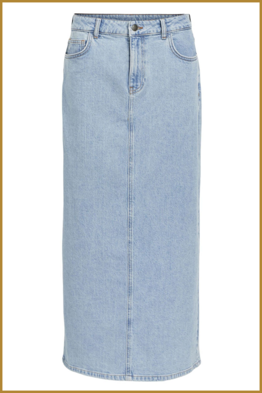 OBJECT -OBJELLEN MW LONG DENIM SKIRT NOOS-light blue denim -OBJ240068 - Afbeelding 2