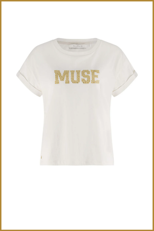 Nukus-Lou shirt off white gold-NUK250115 - Afbeelding 2