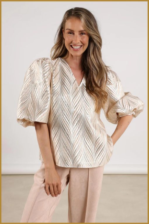Nukus-mirthe top shiny gold-NUK250103