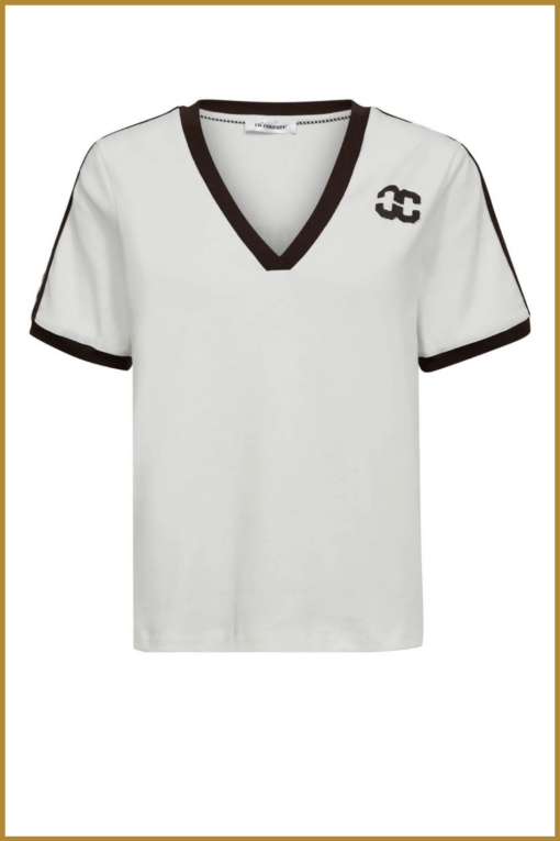 CO COUTURE-EdgeCC Stripe V-Tee wine-COC250013 - Afbeelding 2