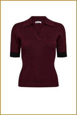CO COUTURE- BonnyCC Polo SS Knit wine-COC250017