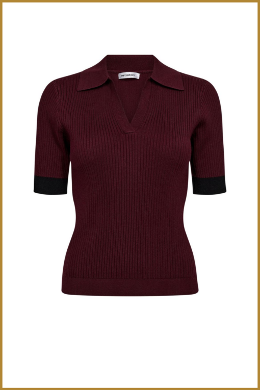 CO COUTURE- BonnyCC Polo SS Knit wine-COC250017