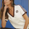 CO COUTURE-EdgeCC Stripe V-Tee wine-COC250013
