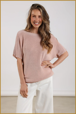 Nukus-Merla top lurex Dusty pink-NUK250107