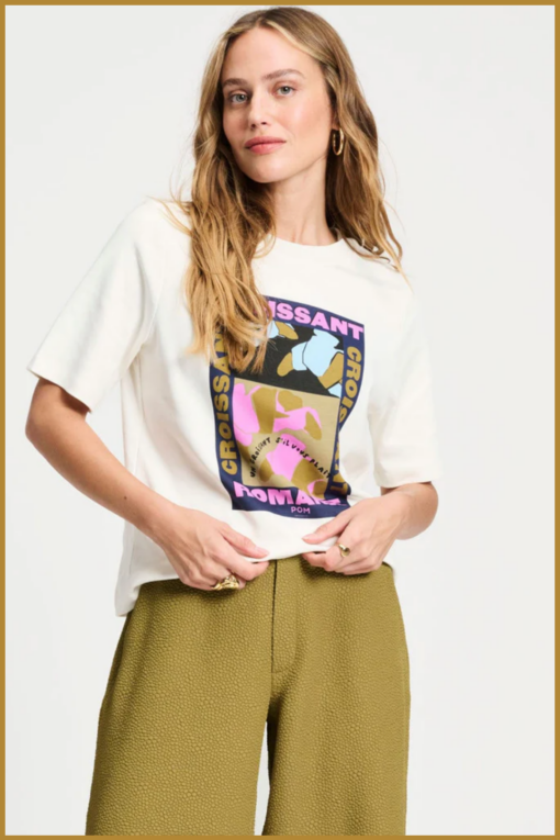POM -TSHIRT - Croissant Romance wit-POM250077