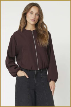 CO COUTURE-LunaCC Balloon Zip Jacket wine-COC250014