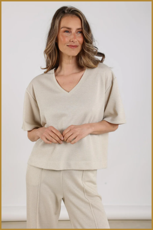 Nukus-Flo top lurex Sand-NUK250105