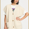 POM Amsterdam vest cardigan Le Blanc – dames oversized vest in wolmix