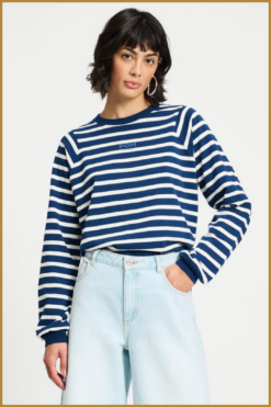 POM- TOP - Striped Blue White-POM250078